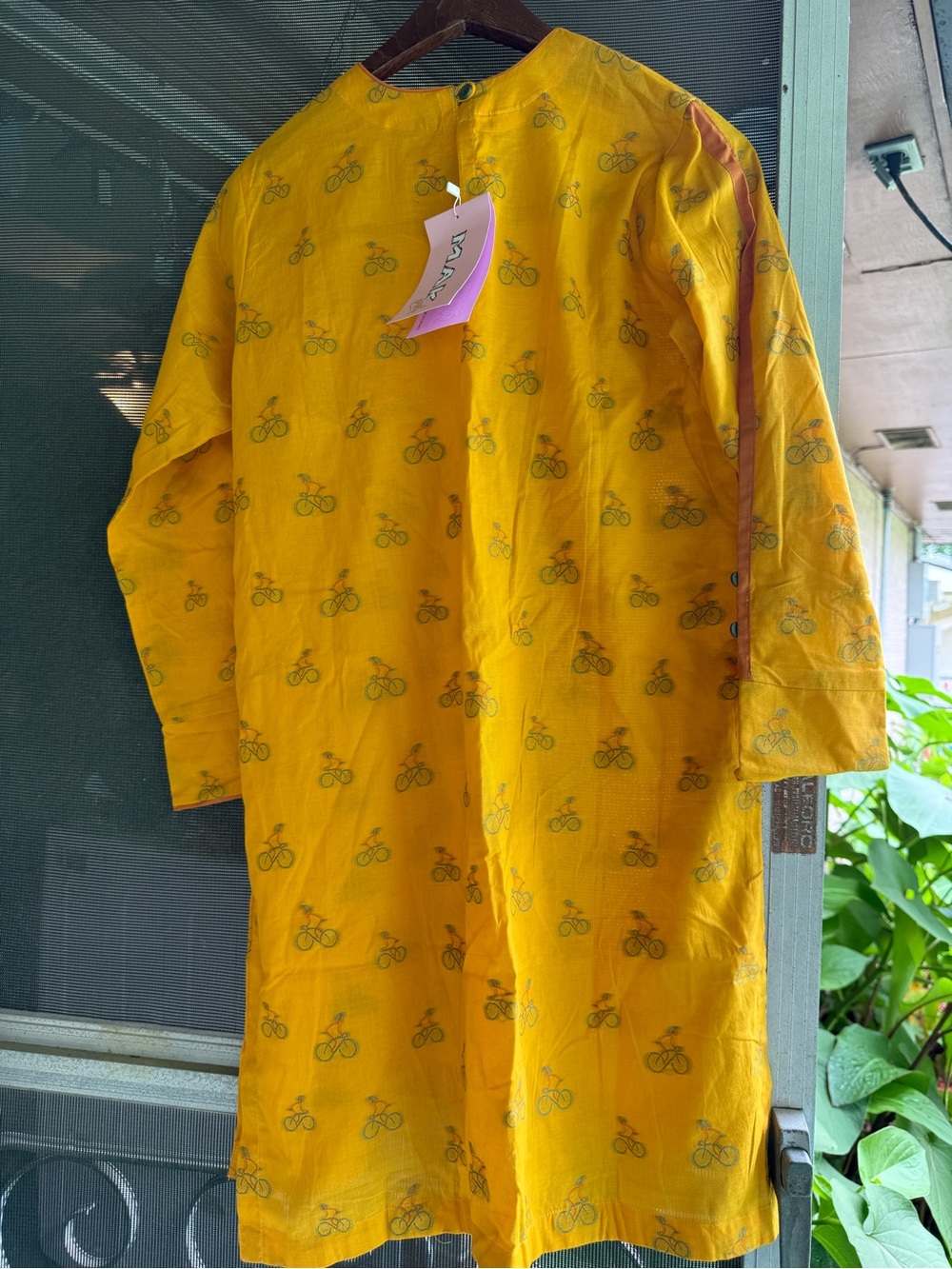 MAK Yellow Bicycle Print Lightweight Tunic Size S
